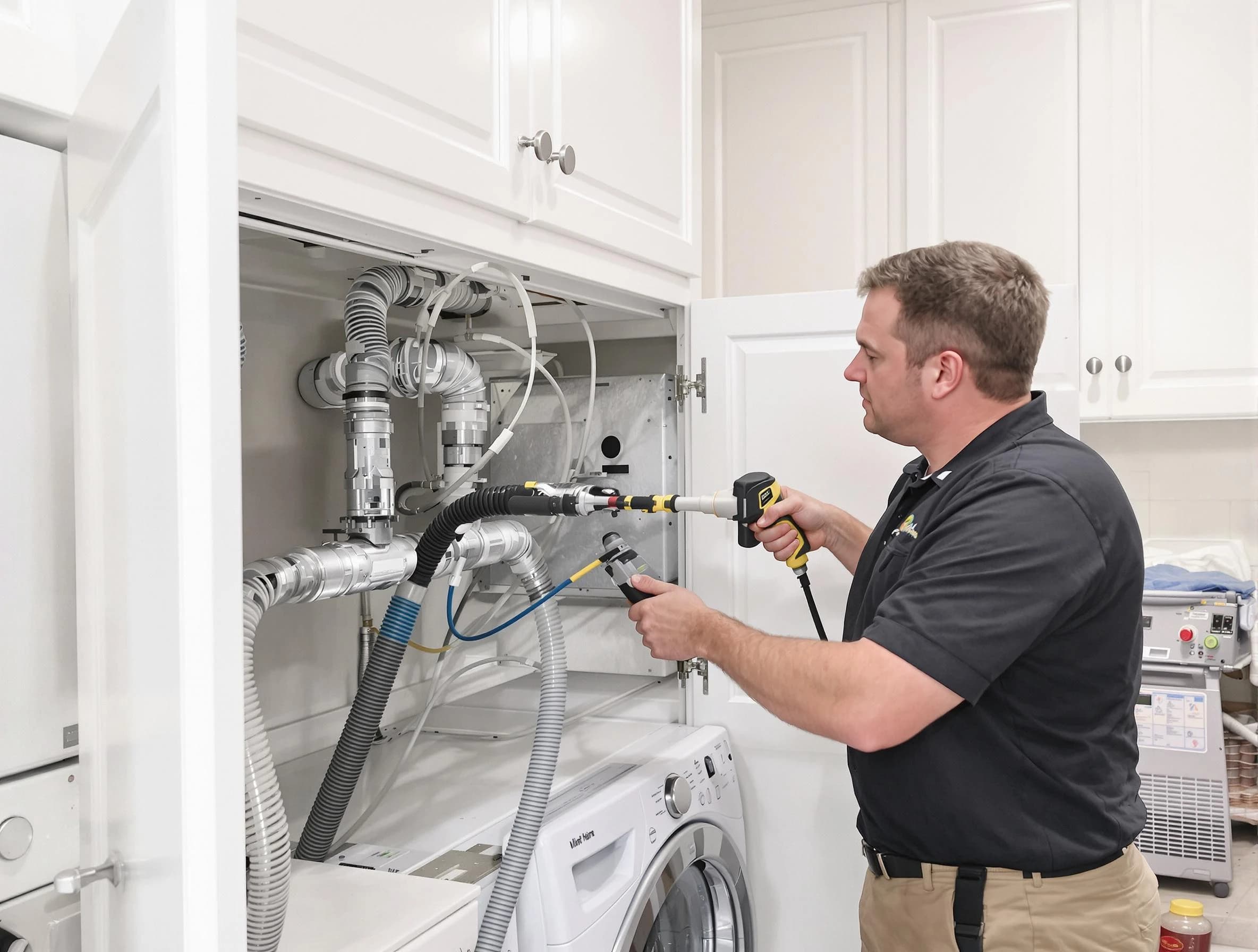 Castle Shannon Dryer Vent Cleaning professional removing severe blockage from a clogged dryer vent in Castle Shannon
