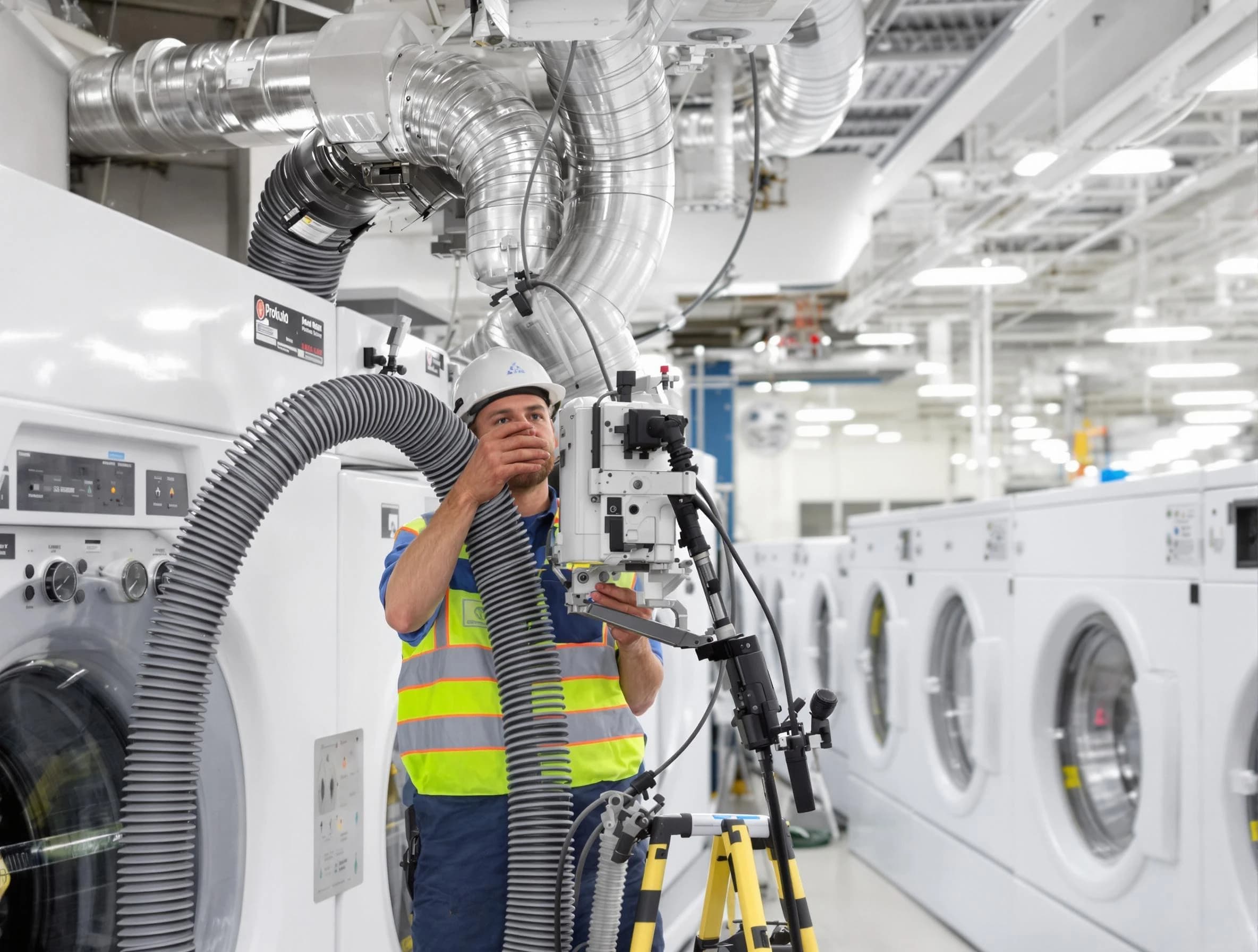 Castle Shannon Dryer Vent Cleaning team performing commercial-grade dryer vent cleaning at a business facility in Castle Shannon