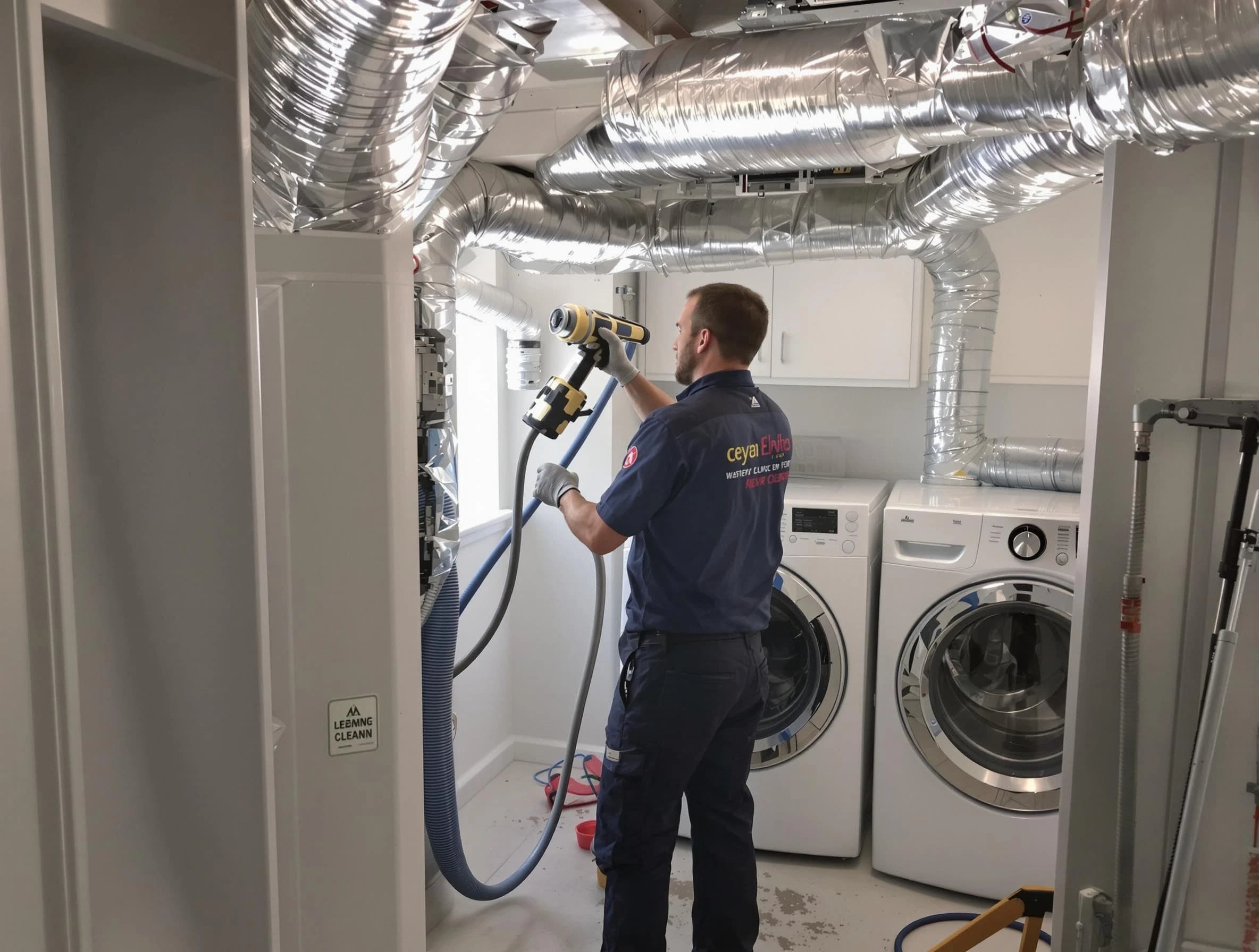 Castle Shannon Dryer Vent Cleaning specialist using advanced equipment for thorough duct cleaning in Castle Shannon
