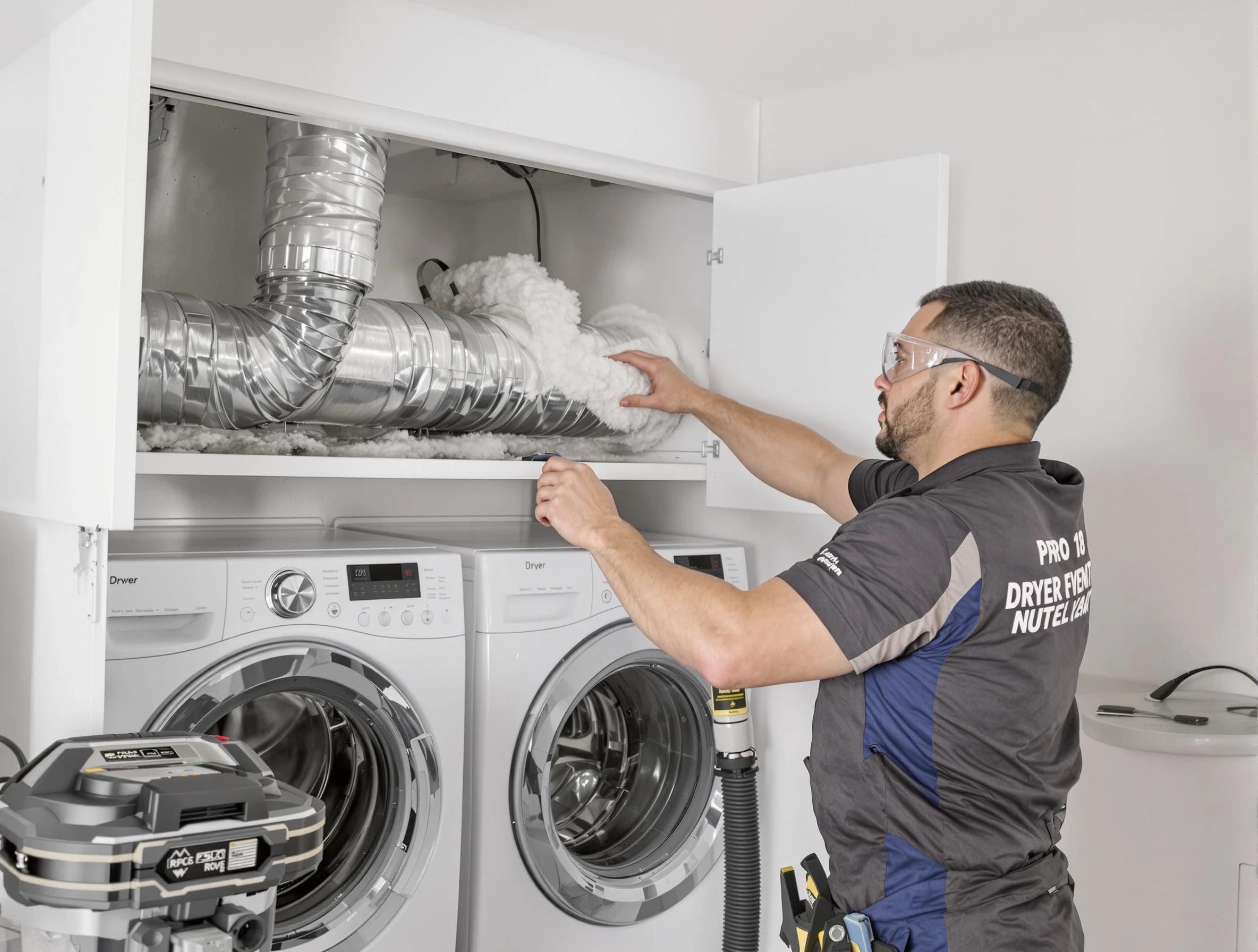 Castle Shannon Dryer Vent Cleaning certified technician performing specialized gas dryer vent cleaning in Castle Shannon